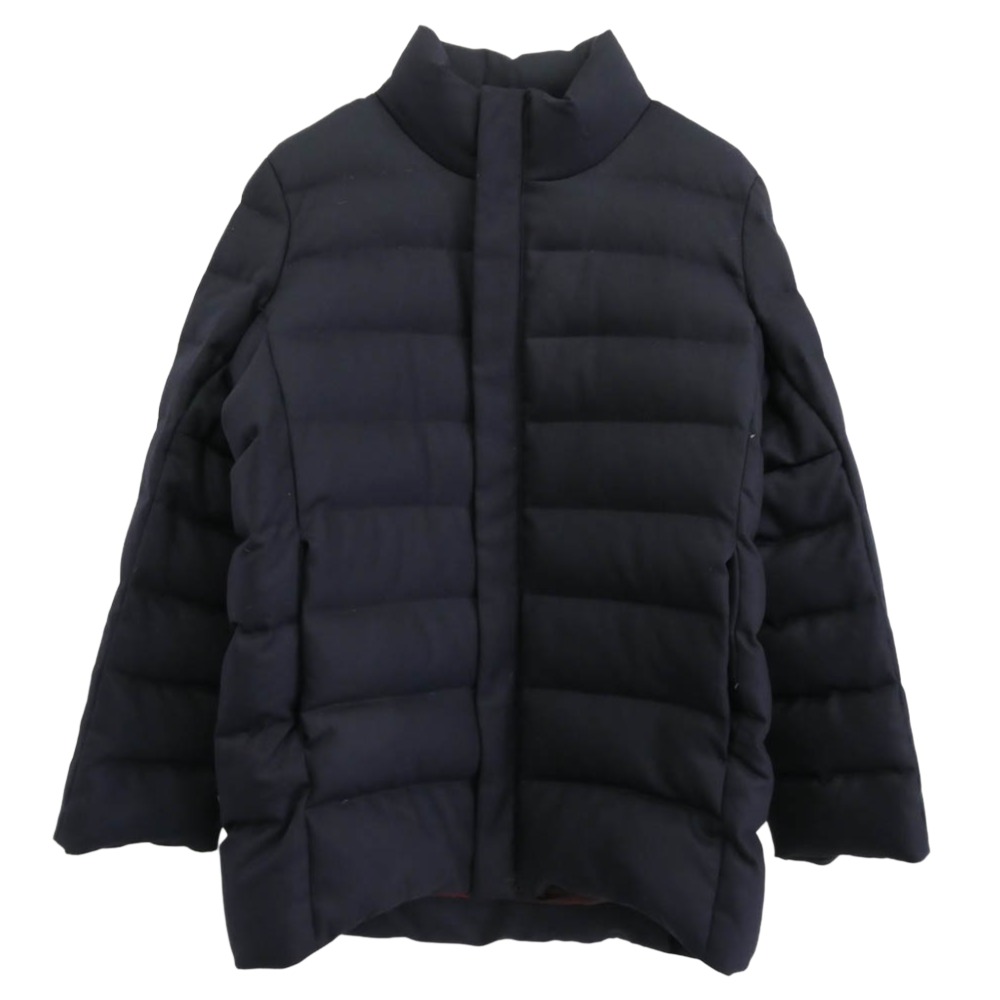 ドーメル スポーツ DORMEUIL SPORT 英国ドーメル社製 ウール生地 ダウンジャケット ネイビー系 メンズ【古着】【中古】