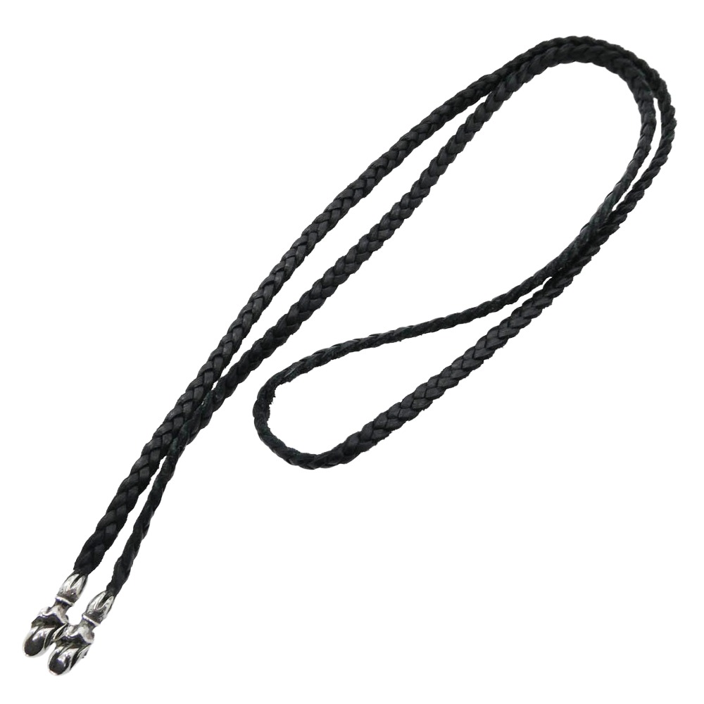 CHROME HEARTS クロムハーツ(原本無) LEATHER BRAID LIPS TONGUE LT リップ&タン レザーブレード レザーブレイド ネックレス シルバー系 ブラック系 メンズ【中古】|ブランド古着 ライフ店