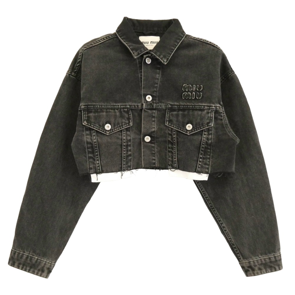 MIUMIU ブラックデニム ブルゾン ジャケット Miu Miu デニムジャケット | ブラック | FARFETCH JP