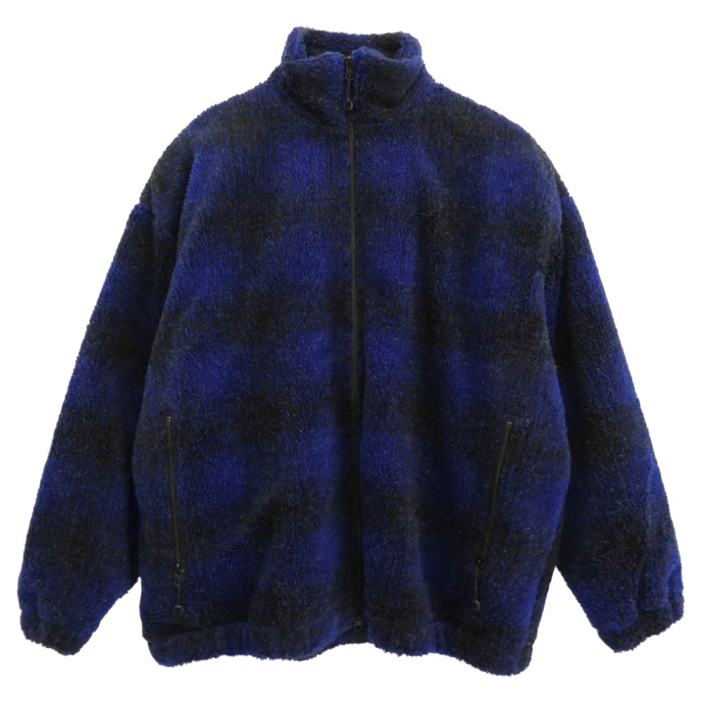COOTIE クーティー 20AW Ombre Boa Check Track Jacket オンブレチェック ボア 中綿 フリース ジャケット ブラック系 ネイビー系 M メンズ【古着】【中古】