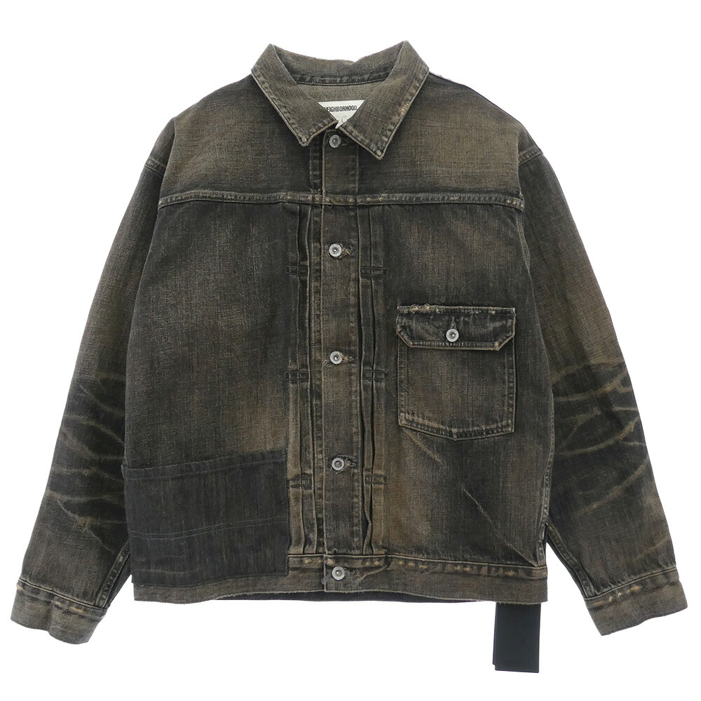 NEIGHBORHOOD ネイバーフッド 25AW 252XBNH-JKM02 SAVAGE DENIM TYPE-1 JACKET セルビッチ デニム ジャケット ブラック系 L 【極上美品】 メンズ【古着】【中古】