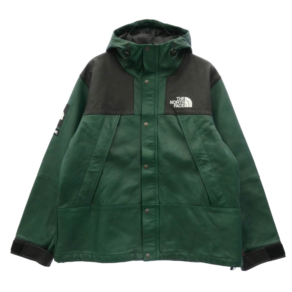 Supreme シュプリーム THE NORTH FACE 北の方人間の顔 18AW NF0A3VJ8 x THE NORTH FACE ザノースフェイス Leather Mountain Parka なめし革 お山 パーカー 上衣 緑であること系 XL メンズ【古着】【中古】