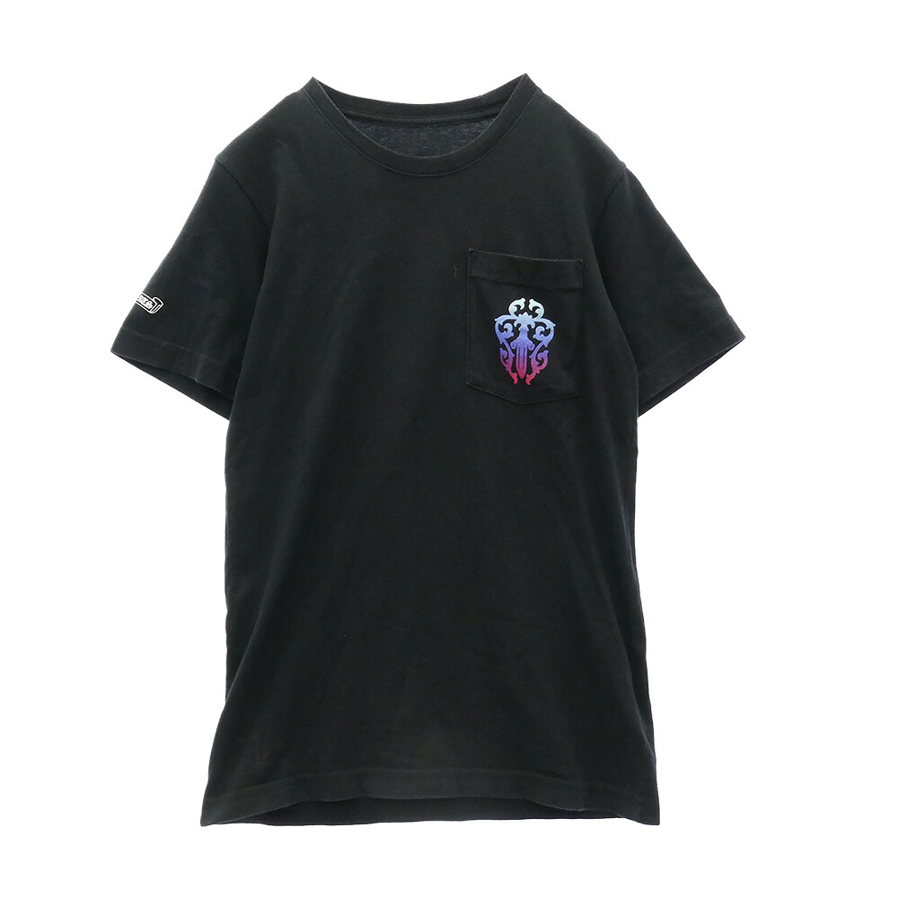 CHROME HEARTS クロムハーツ（原本無） VINE DAGGER グラデーション ヴァインダガー ホースシュープリント ポケット付 Tシャツ 半袖カットソー ブラック系 XS メンズ【古着】【中古】｜ブランド古着 ライフ店
