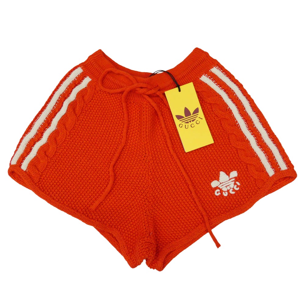 GUCCI グッチ adidas アディダス 693835 XKCDJ × adidas Knit Shorts アディダス ニット ショーツ ロゴ ショートパンツ オレンジ系 XS【新古品】【未使用】 レディース【古着】【中古】|ブランド古着 ライフ店