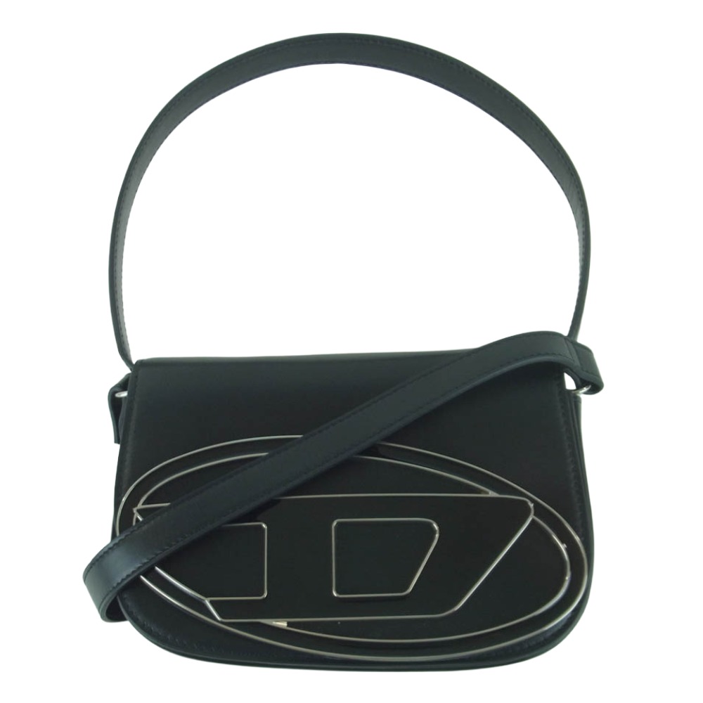 DIESEL ディーゼル X08396 1DR メタル Dロゴ レザー クロスボディ バッグ ショルダー ハンドバッグ ブラック系 レディース【中古】｜ブランド古着 ライフ店