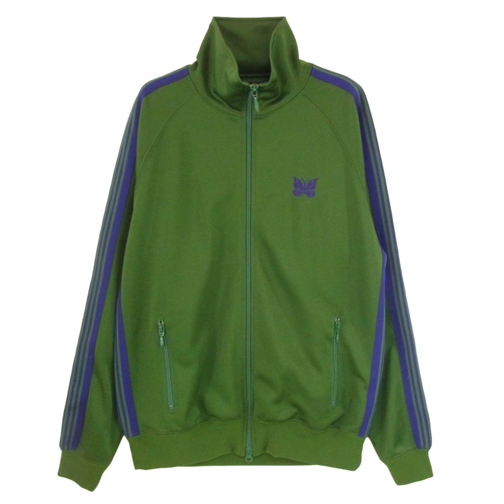 Needles ニードルス 23AW NS244 Track Jacket ロゴタイプ刺・墸 姿勢伝達ルート 貨物自動車 上衣 緑であること系 M【飛び切り美品】 メンズ【古着】【中古】