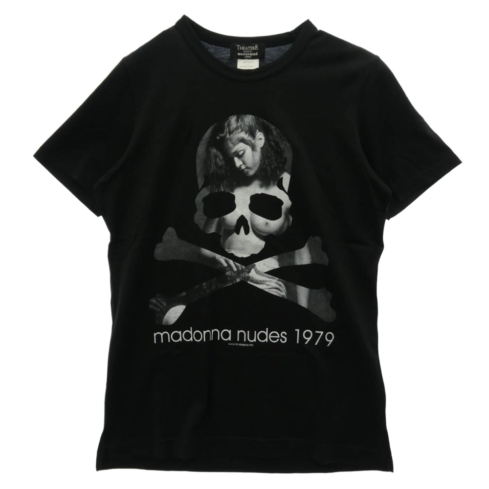 mastermind JAPAN マスターマインドジャパン THEATER8 芝居小屋八つ x Theater8 芝居小屋八つ x MADONNA 聖処女マリア nudes 1979 刷り上げる 半袖 ティーシャツ 黒いこと系 S メンズ【古着】【中古】