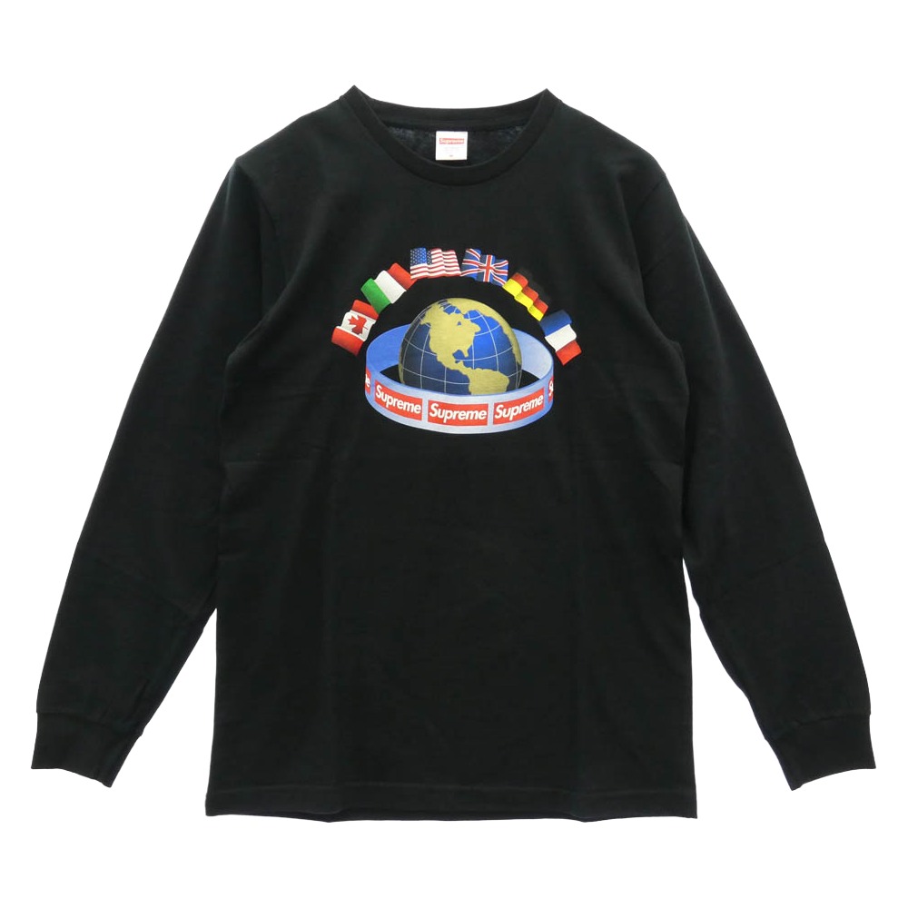 Supreme シュプリーム 15AW Worldwide L/S Tee ワールド ワイド ロングスリーブカットソー ロンT ブラック系 M【極上美品】 メンズ【古着】【中古】|ブランド古着 ライフ店