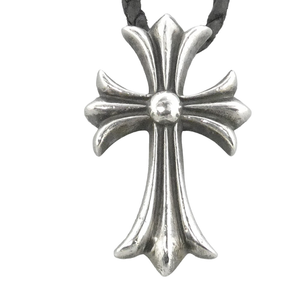CHROME HEARTS クロムハーツ（原本無） CH CRS SML BC スモール CHクロス レザーブレード ボロチップ ネックレス シルバー系 ブラック系 メンズ【中古】｜ブランド古着 ライフ店