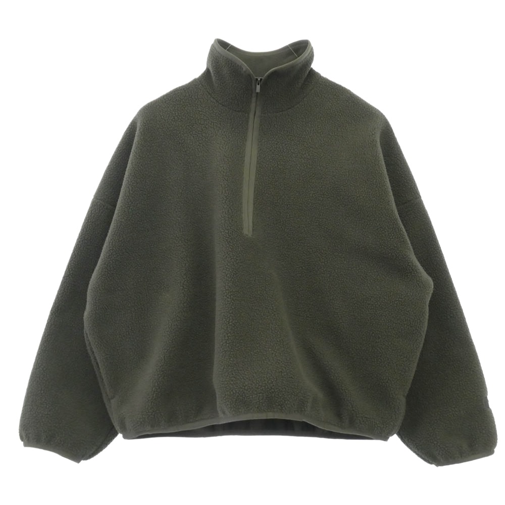 FEAR OF GOD フィアオブゴッド ESSENTIALS エッセンシャルズ プルオーバー ハーフジップ ボア フリース アノラック ジャケット トレーナー カーキ系 M メンズ【古着】【中古】|ブランド古着 ライフ店
