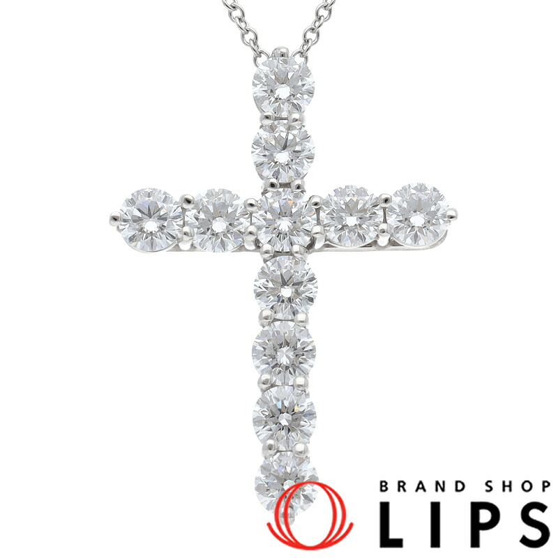 ティファニー ラージクロスダイヤネックレス 60007430/D:1.71ct(ヘッド(約cm):縦2.6×横1.9×奥行0.4 チェーン:約55cm) Pt950 仕上げ済 美品 【中古】