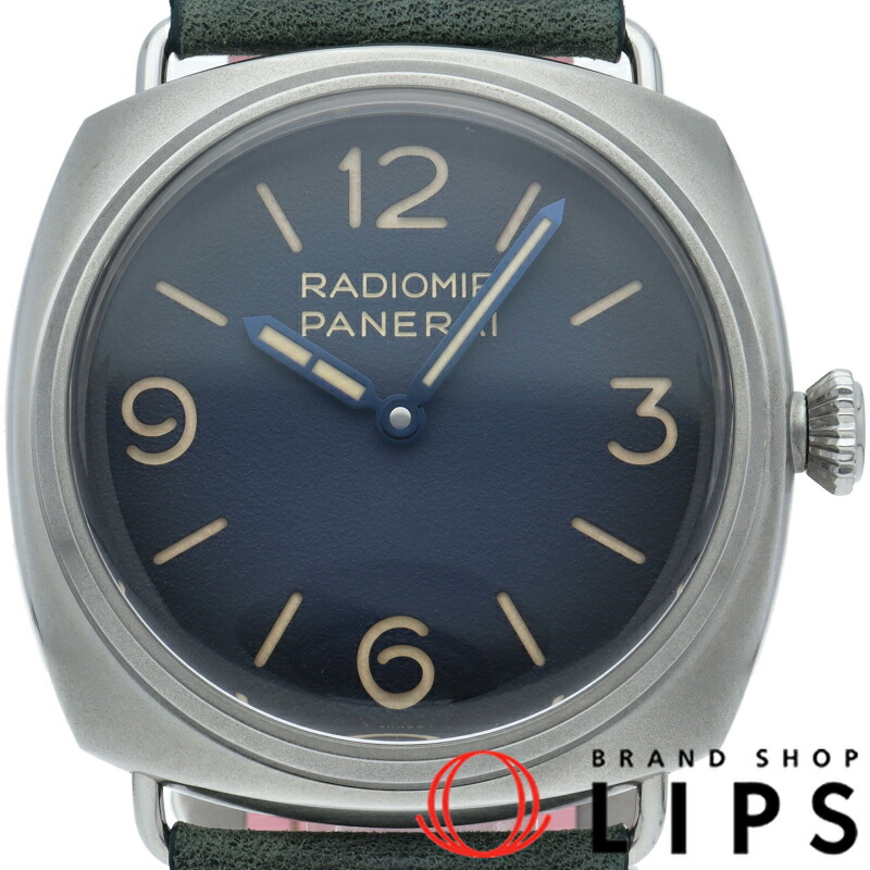 【中古】【箱 保証書】 パネライ ラジオミール トレジョルニ 45mm Radiomir PAM01335 SS/革 メンズ時計 ブルー
