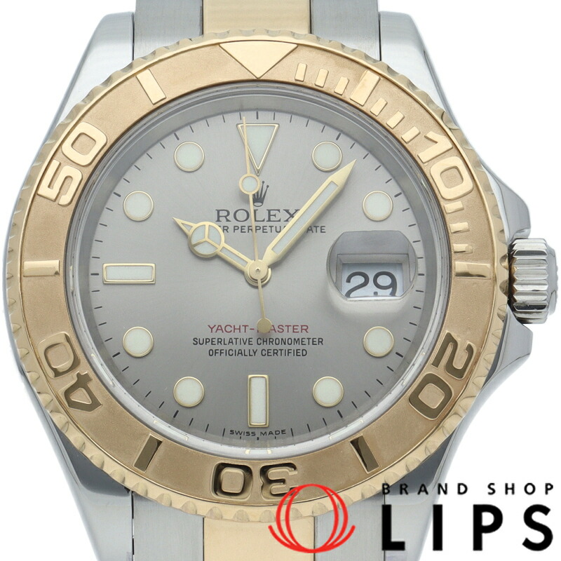 【中古】【箱 保証書】 ロレックス ヨットマスター メンズ時計 グレー OH済 Yacht-Master 16623(D） K18YG/SS メンズ時計 グレー