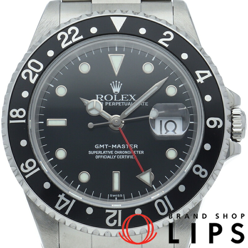 【中古】 ロレックス GMTマスター1 最終A番 GMT-Master I 16700(A) SS メンズ時計 ブラック