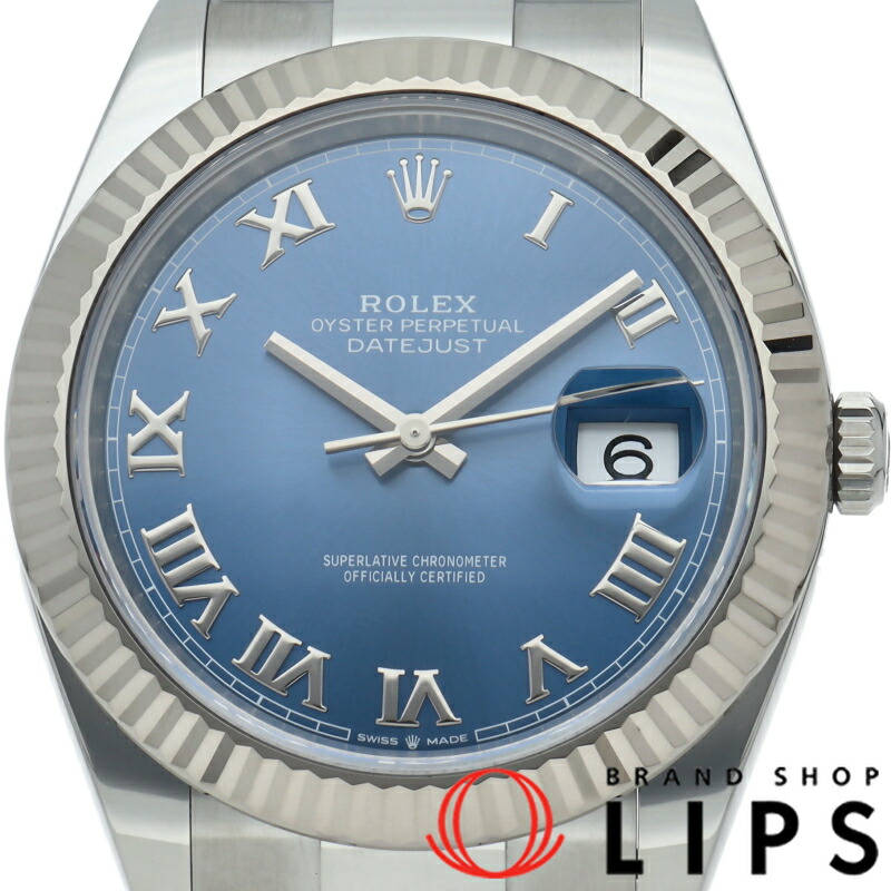 【中古】【箱 保証書】 ロレックス デイトジャスト41 メンズ時計 オイスター アズーロブルー Datejust 41 126334 K18WG/SS メンズ時計 アズーロブルー