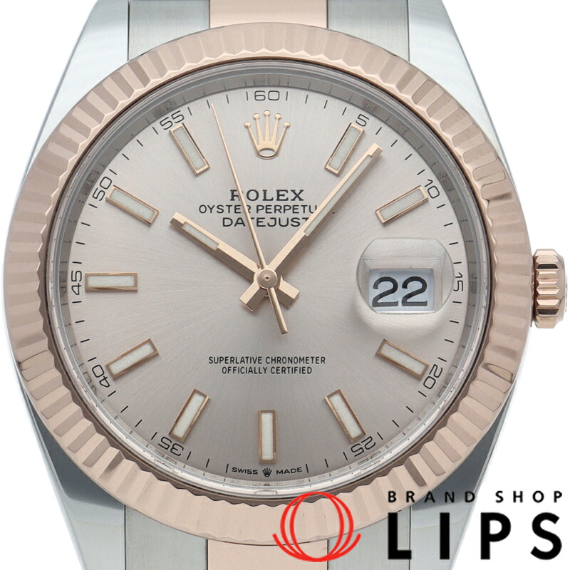 【中古】【箱 保証書】 ロレックス デイトジャスト41 メンズ時計 オイスター Datejust 41 126331 K18RG/SS メンズ時計 サンダスト｜ブランドショップ・リップス