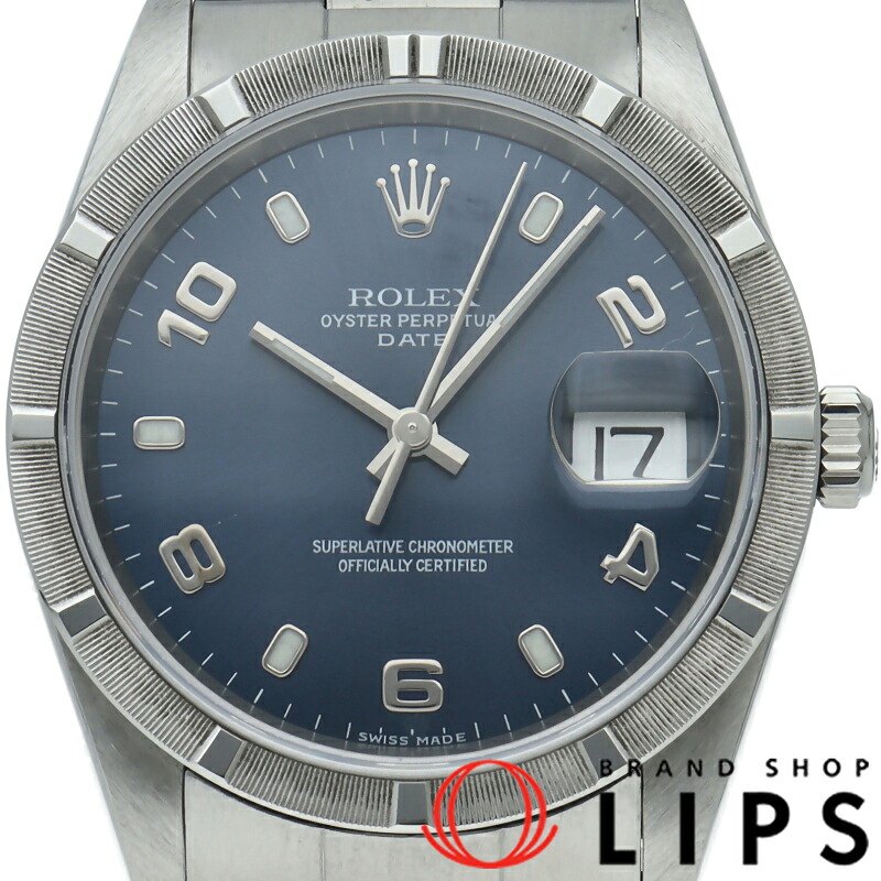 【中古】 ロレックス オイスターパーペチュアルデイト メンズ時計 Oyster Perpetual Date 15210(Z) SS メンズ時計 ブルー｜ブランドショップ・リップス 327,150円