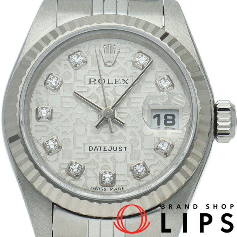 【中古】【箱 保証書】 ロレックス デイトジャスト レディース時計 10Pダイヤ コンピューター文字盤 Datejust Ladies 79174G(F) K18WG/SS レディース時計 シルバー|ブランドショップ・リップス