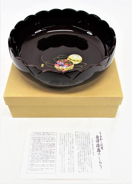 楽天市場】会津塗 溜 7.0菓子鉢 松竹梅漆絵文様 会津絵 伝統工芸品