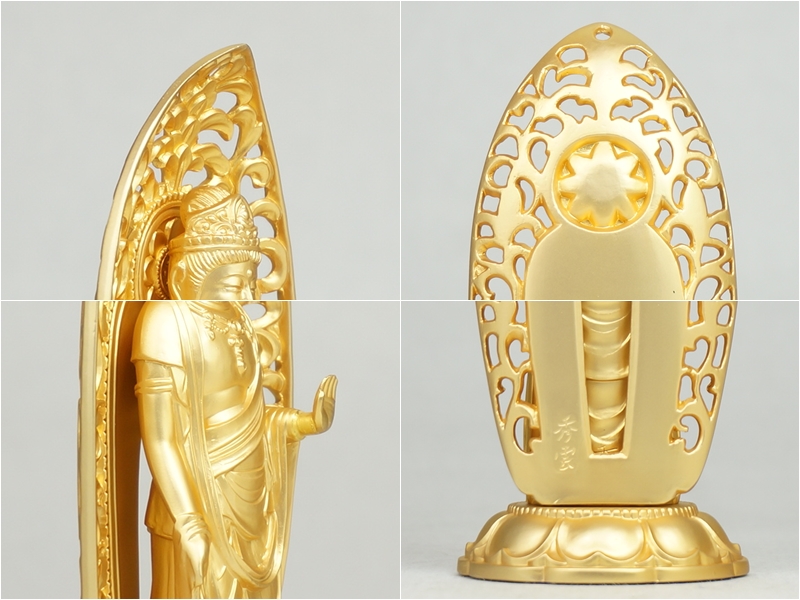 【楽天市場】[仏像] 聖観音菩薩 舟光背 15．5cm 金鍍金仕上 合金製：Lives