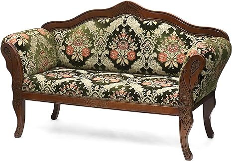 イタリア製 輸入家具 ソファ 2P 金華山 グリーン リビングスタジオ 直輸入 ラブソファ ネコ脚 クラシック ロココ 姫系 2-154OPVE 送料無料