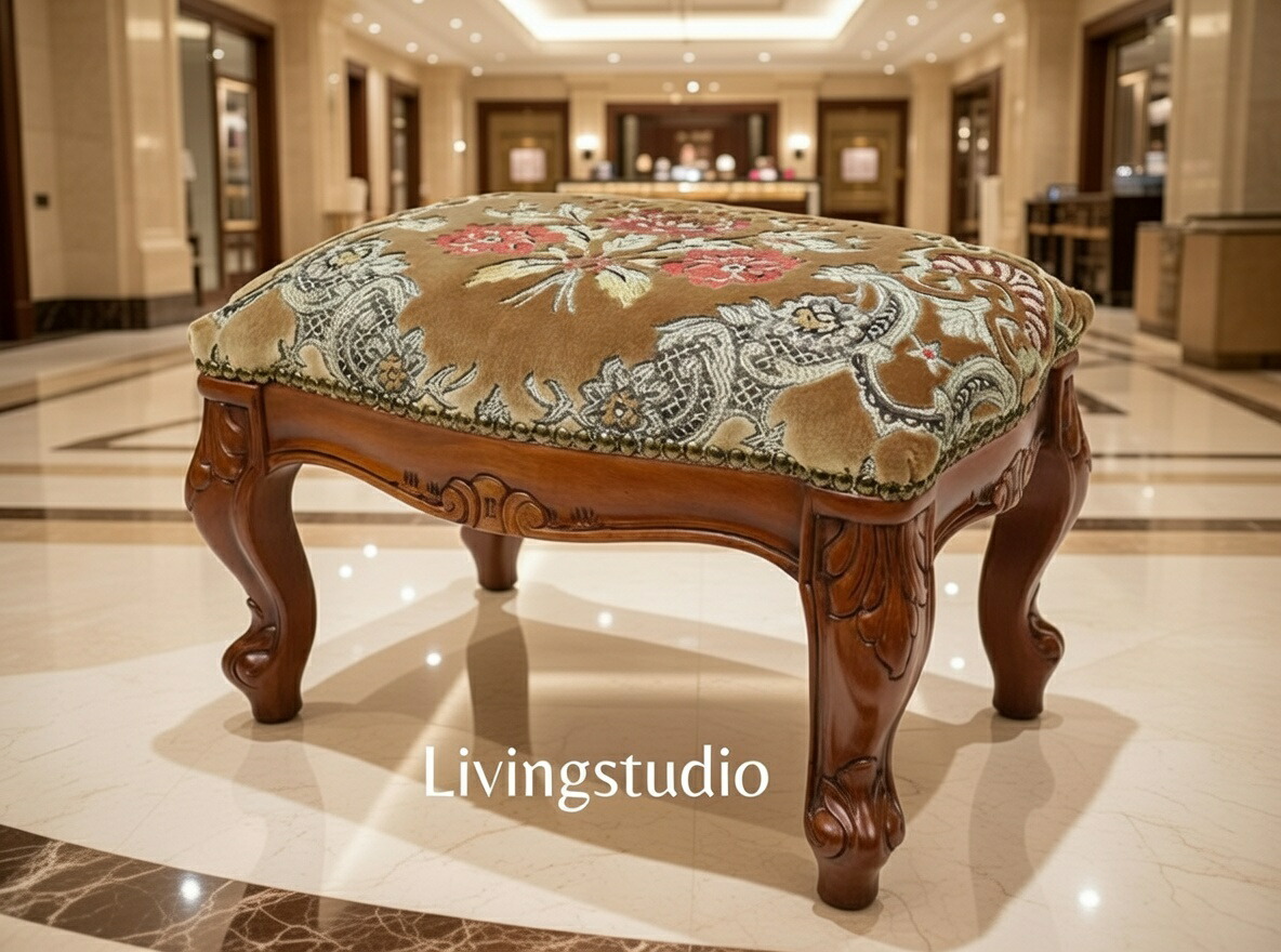 イタリア製 インポート調度品 フッ放り投げる手道具 足置き 金華山 ベージュ リビング制作室 直輸入 フットレスト 猫脚 オットマン 姫系 2-SREOPBE 貨物輸送無料