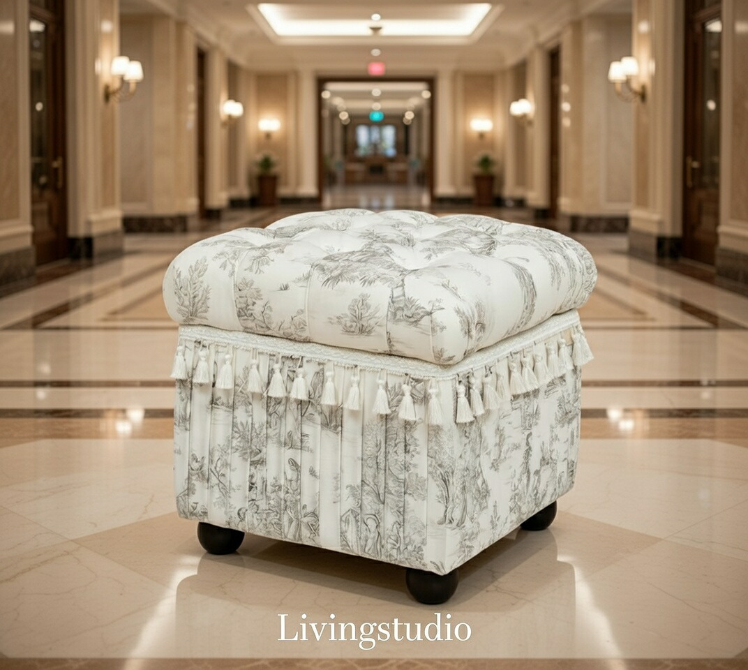 インポート調度品 腰掛けボックス席 Toile de Jouy トワルドジュイ ジェニファーテイラー Jennifer Taylor リビング制作室 納める 33139ST 貨物輸送無料