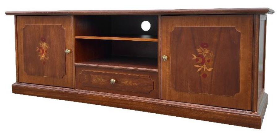 イタリア製 輸入家具 テレビボード TVボード 135cm リビングスタジオ 直輸入 象嵌 クラウディオ Claudio ロココ 姫系 8-043I 送料無料｜リビングスタジオ 65,340円
