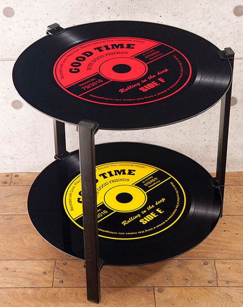 楽天市場】ガラス レコードテーブル 2段 Φ50cm （ パープル