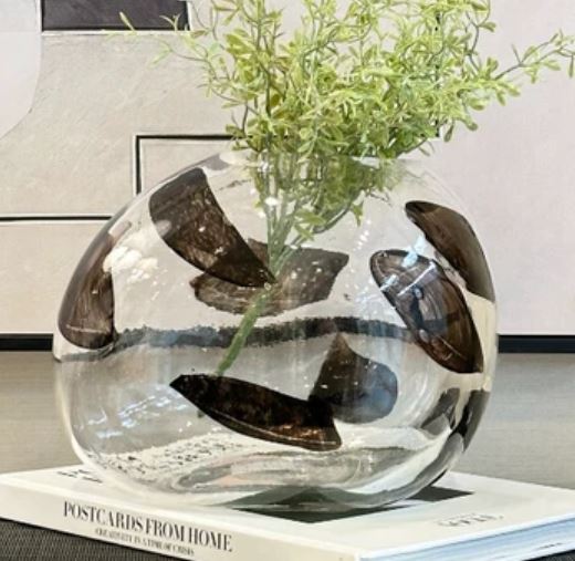 輸入雑貨 フラワーベース 花瓶 ガラス ナチュラル リビングスタジオ 直輸入 一輪挿し アレンジベース ハンドメイド FC-23018-B 送料無料