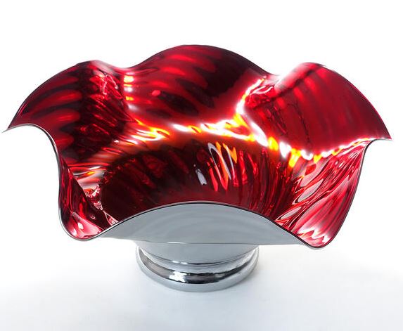 【美品】ベネチアンガラス ウェイブ状ボウル ムラーノ アンティーク ムラーノガラスビーズのランプ/Murano Glass/葡萄