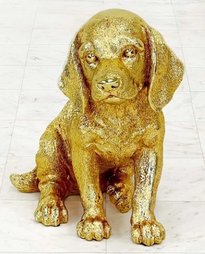 輸入雑貨 イヌ 犬 置物 ゴールド オブジェ リビングスタジオ 直輸入 子犬 モダン ラグジュアリー エレガント 43301DG-GD 送料無料