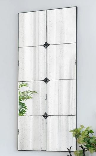 インポート調度品 銀鏡 53x119糎 リビング制作室 直輸入 大型 飾りつけ バロック ロココ シャビー アンティーク 古典派音楽 AN-82276 貨物輸送無料