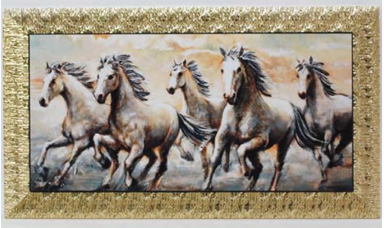 油彩画 馬の群れ 馬の群れ油彩画 大きなサイズ79×91 インテリア