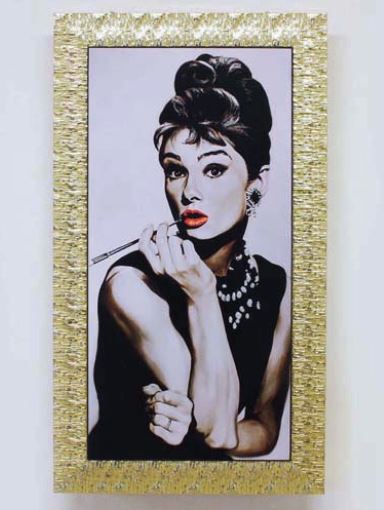 イタリア製 輸入雑貨 額絵 アートフレーム オードリーヘップバーン Audrey Hepburn リビングスタジオ 直輸入 ゴールド額 5000-130Ｇ 送料無料