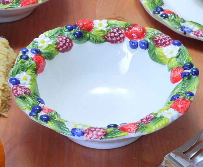 イタリア製 陶器 デザートボウル フルーツ柄　サラダボール 鉢 カラフル 小鉢 イタリア製 陶器 デザートボウル フルーツ柄 直径17cm サラダボール 鉢