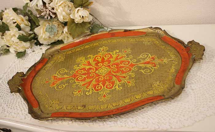 楽天市場】イタリア製 輸入雑貨 トレー 木製 クラシック ピンク