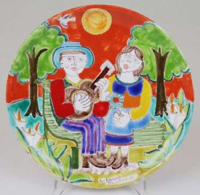 楽天市場】イタリア製 輸入雑貨 絵皿 鳥 茶色 オレンジ カラフル