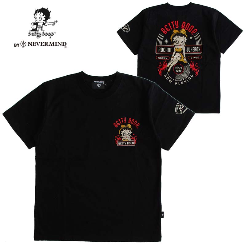 ベティーブープ Betty Boop 天竺半袖Tシャツ 刺繍 メンズ レディース ユニセックス NEVERMIND/ネバーマインド 送料無料
