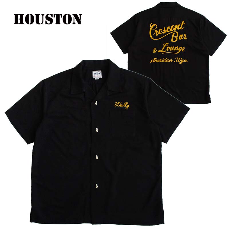 HOUSTON/ヒューストン メンズ 半袖ボーリングシャツ「BAR」 チェーン刺繍 ロカビリー Rockabilly 50's アメカジ ファッション ボーリングシャツ ボウリングシャツ|LL-Factory