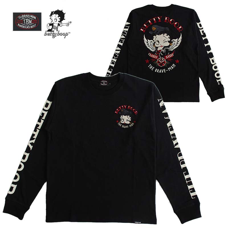 ベティーブープ Betty Boop コラボ The BRAVE-MAN ザ・ブレイブマン 天竺長袖Tシャツ（ロンT） メンズ レディース キャラクター アメカジ 刺繍 送料無料 bbb-2345.jpg