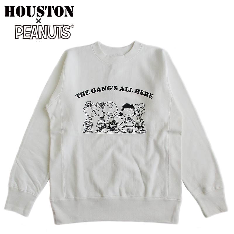 HOUSTON ヒューストン スヌーピー コラボ 裏起毛トレーナー スウェット カラー：OFF WHITE メンズ レディース PEANUTS ピーナッツ SNOOPY ヘビーウェイト アメカジ ファッション 春 秋 冬 送料無料