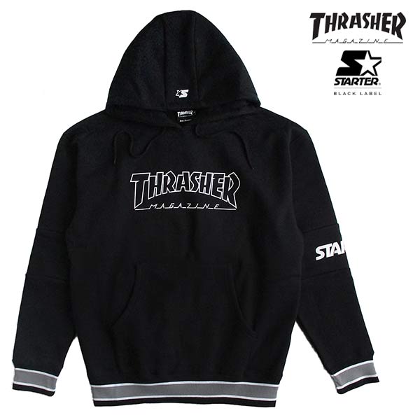 STARTER BLACK LABEL（スターターブラックレーベル）&times;THRASHER（スラッシャー）コラボ メンズ 裏起毛プルオーバーパーカー スウェット 送料無料｜LL-Factory