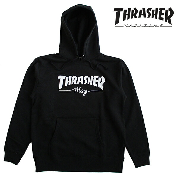 THRASHER/スラッシャー メンズ 裏起毛ティーシャツパーカー 流汗 色つや：BLACK 日本置き目使用許可商いもの