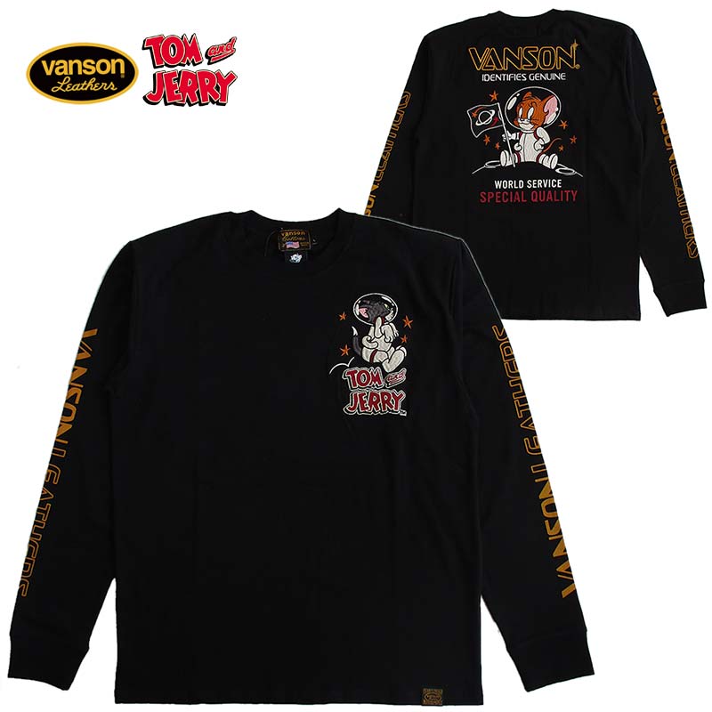 VANSON/バンソン トムとジェリィ 二人三脚 ベア天竺長袖ティーシャツ（ロンT） トム＆ジェリィ 人となり 刺しゅう メンズ レディース 貨物輸送無料
