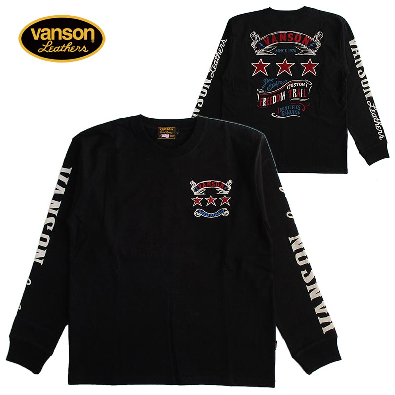 VANSON/バンソン メンズ 天竺長袖Tシャツ（ロンT） チェーン刺繍 送料無料
