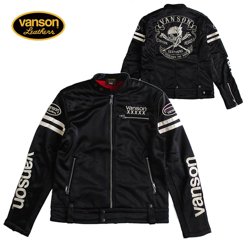 VANSON バンソン メンズ ボンディング ライダースジャケット スカル 刺しゅう 50周年真似形 アウター 防寒 貨物輸送無料