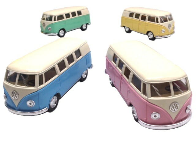 楽天市場】ミニカー 1/32 ワーゲンバス ラブ＆ピース サーフボード付き