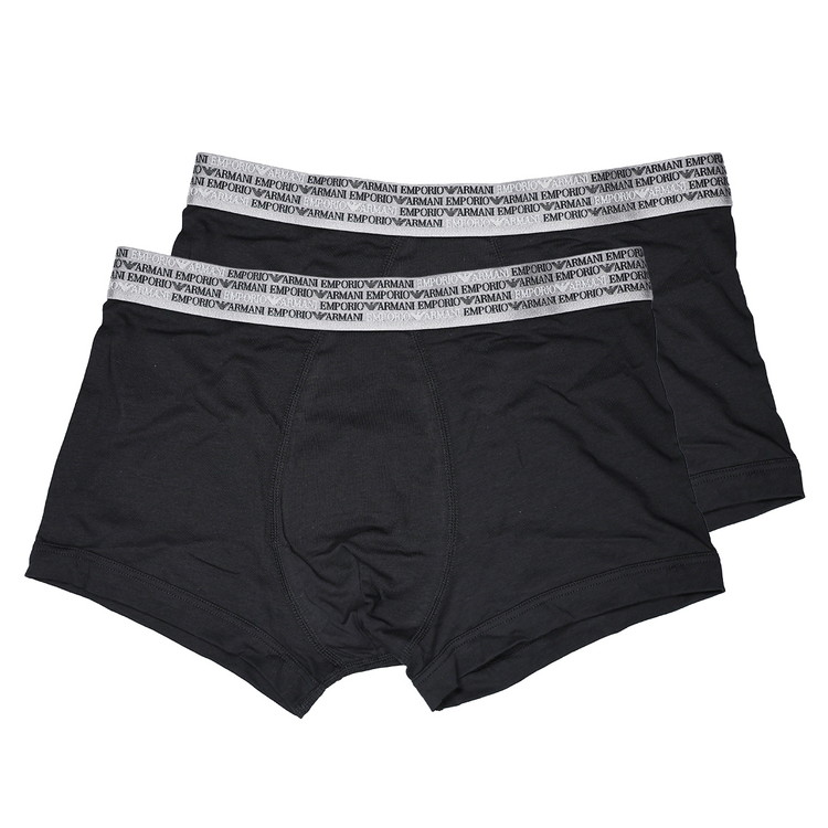 エンポリオアルマーニ：ALL OVER LOGO ELASTIC ボクサーパンツ 2PK (ブラック)[ボクサーパンツ/ 男性下着/ メンズインナー/人気ブランド/おすすめギフト/誕生日プレゼント/メンズファッション]｜LUCANOR 店