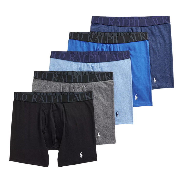 ポロラルフローレン：CLASSIC FIT STRETCH ボクサーブリーフ 5PK (ポロブラック／チャコール／ペールロイヤル／ブルーサターン／モンローブルー)[ボクサーパンツ/ 男性下着/ メンズインナー/人気ブランド/おすすめギフト/誕生日プレゼント/メンズファッション]｜LUCANOR 店